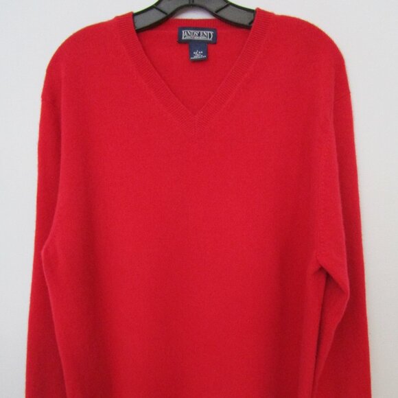 Mens Red CASHMERE Classic V Neck Pullover Sweater - Picture 1 of 10